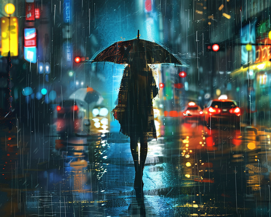 Download Ai Generated, Woman, Rain. Royalty-Free Stock Illustration ...