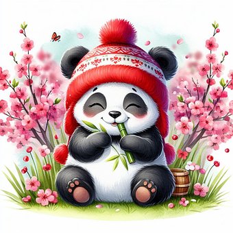 Bambú, Soportar, Panda, Mujer, Oso Panda