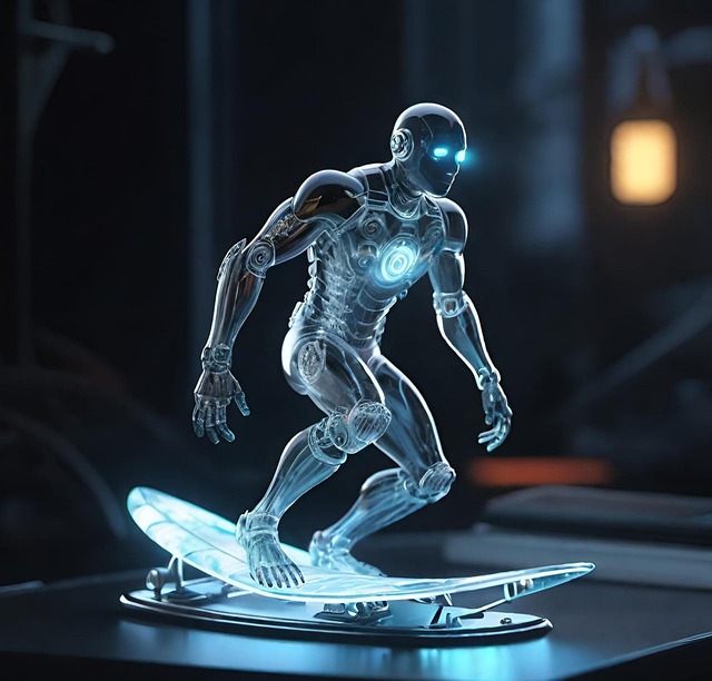 Ai Genereret, Mand, Surfer, Robot