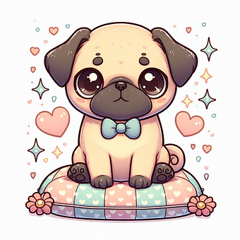 Free Ai Generated Pug illustration and picture