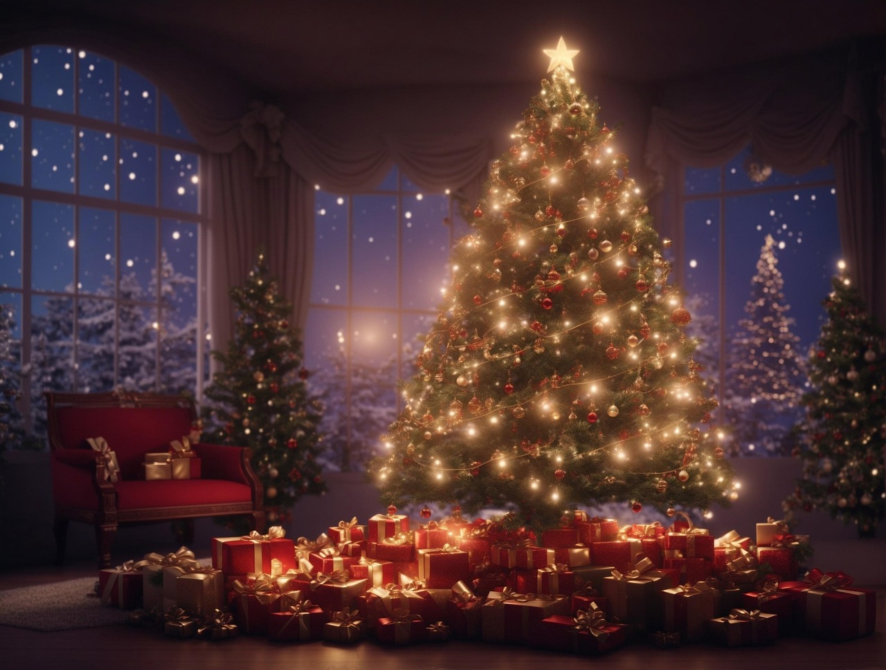 Download Xmas, Gifts, Christmas Trees. RoyaltyFree Stock Illustration