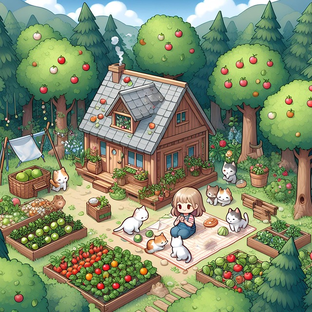 Free ai generated homestead garden illustration