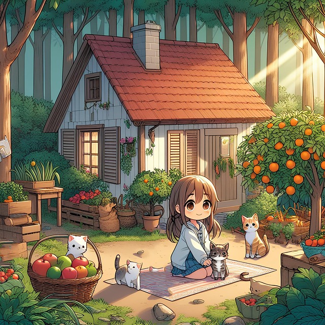 Free ai generated homestead garden illustration