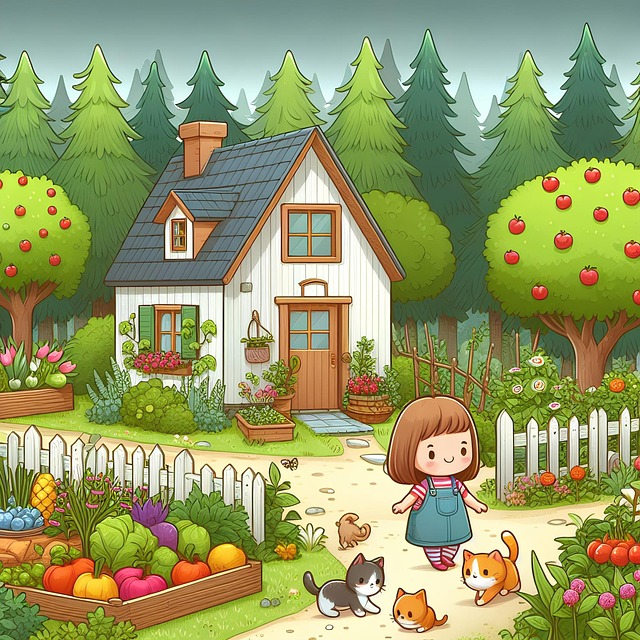 Free ai generated homestead garden illustration