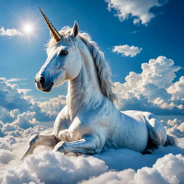 Free sky clouds unicorn illustration