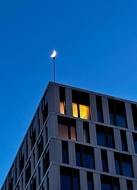 Skyskraper, Måne, Vindu, Lys, Arkitektur