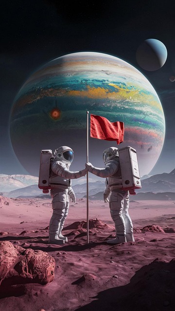 Raum, Abenteuer, Flagge, Astronaut