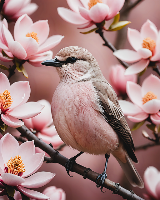 Free ai generated bird blossoms illustration