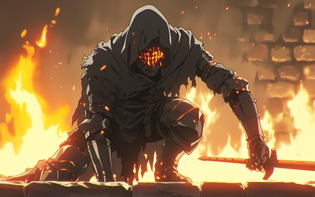 Free ai generated man sword illustration