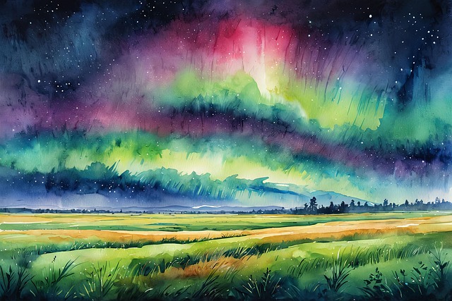 Aurora, Farverig, Himmel, Ai Genereret