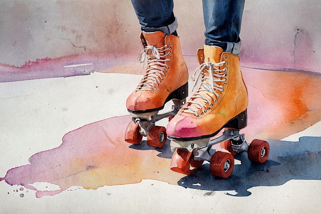 Free roller skates watercolor illustration