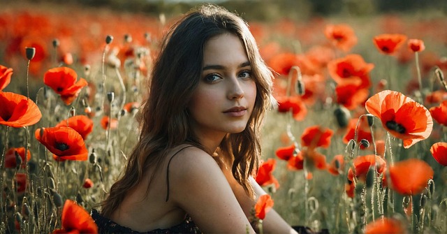 Free ai generated woman flowers illustration