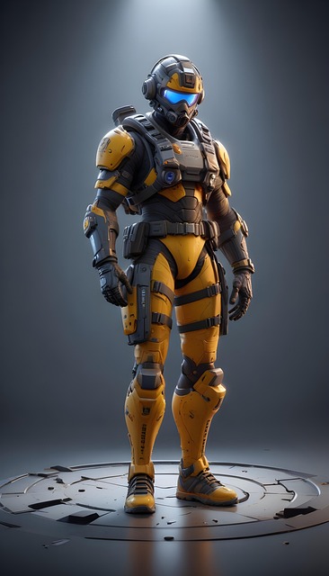 Free muscular man cyborg illustration