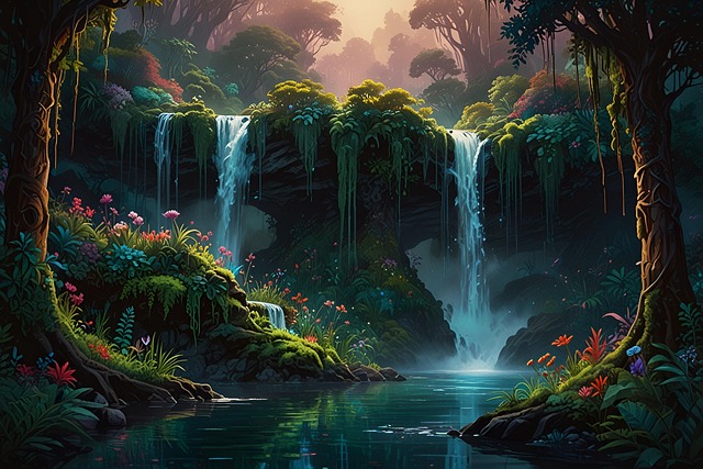 Free ai generated waterfall river illustration