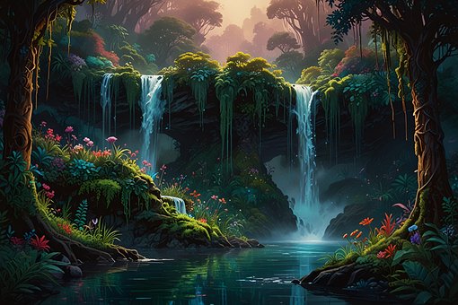 Free Ai Generated Waterfall illustration and picture