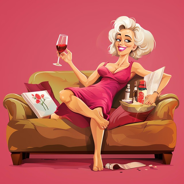 Blondine, Rotwein, Spaß, Frau, Freizeit