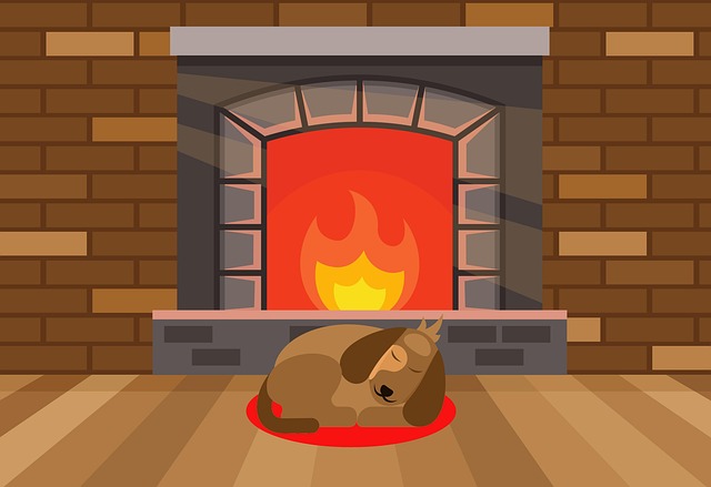 Free dog fireplace fire illustration