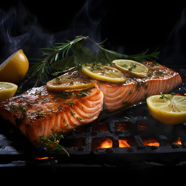 Free salmon fish food illustration
