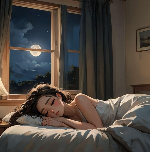 Free woman bedroom sleeping illustration