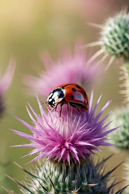 Download free HD stock image of Ai Generated Thistle Free ai generated thistle ladybug illustration
