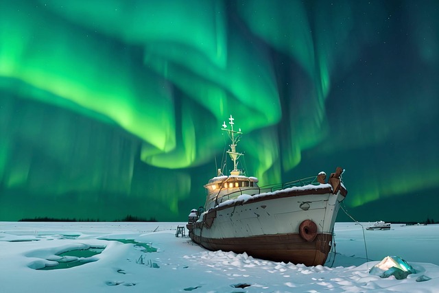 Free ai generated aurora ship illustration