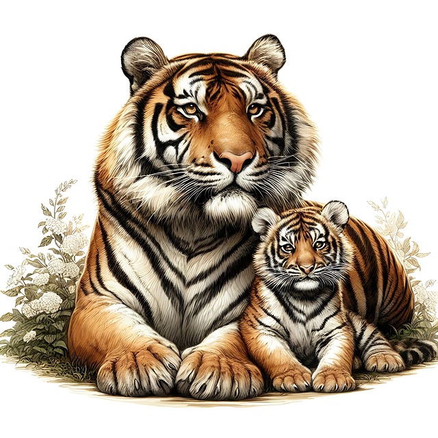 Free ai generated tiger cub illustration
