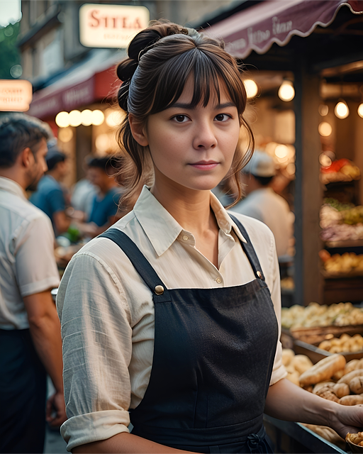 Free ai generated woman market illustration