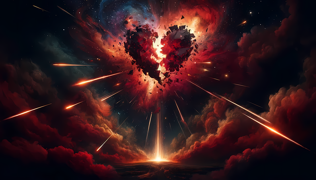 Free ai generated broken heart quantum computing illustration