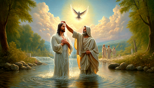 Free baptism day river of jordan prophet's baptism illustration