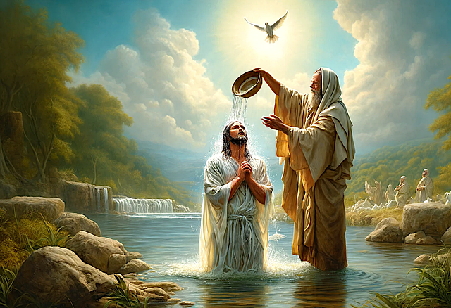 Free baptismal waters holy baptism jordan river illustration