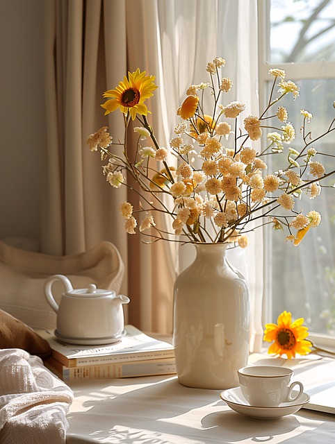 Sollys, Bukett, Tusenfryd, Glass-Vase