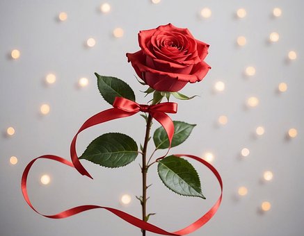 Ai Generiert, Rose, Schleife, Red Ribbon
