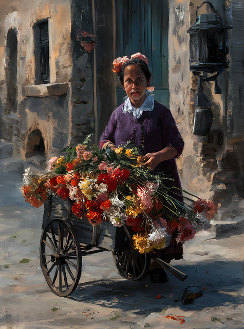 Ai Generiert, Frau, Blumen, Blüte, Malen