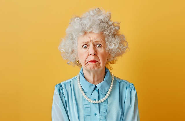 Free elderly woman sad illustration