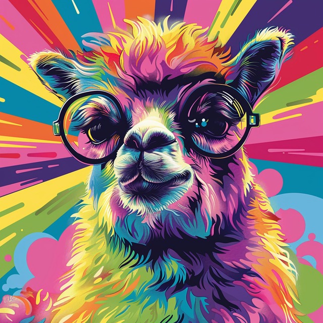 Download free HD stock image of Llama Vibrant Free llama vibrant glasses illustration