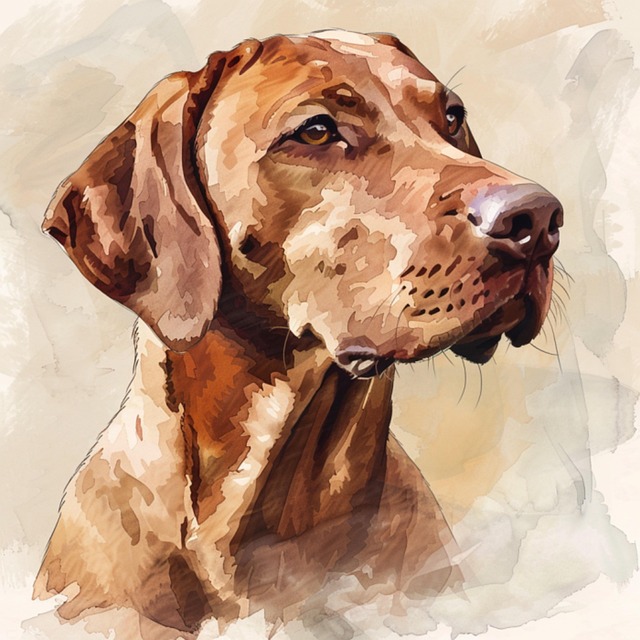 Vizsla, Waterverf, Kunst, Portret