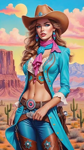 Free cowgirl hat chaps illustration
