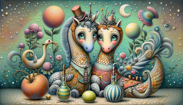 Free whimsical fantastical mythical creatures illustration