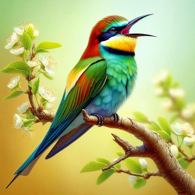 Free european bee eater spring racket illustration
