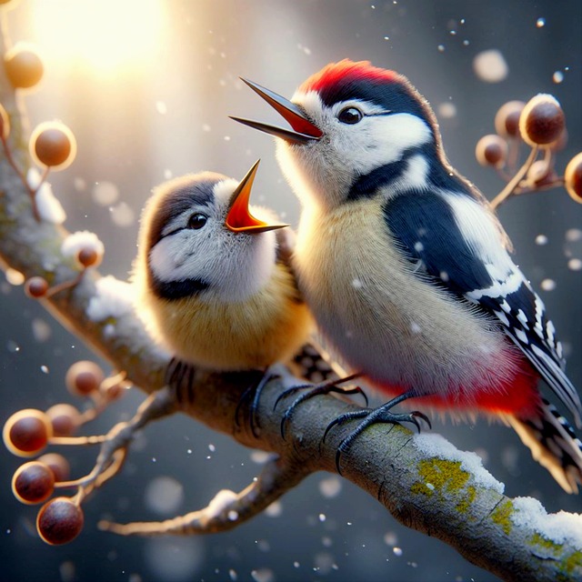 Free buntspecht specht frühling illustration