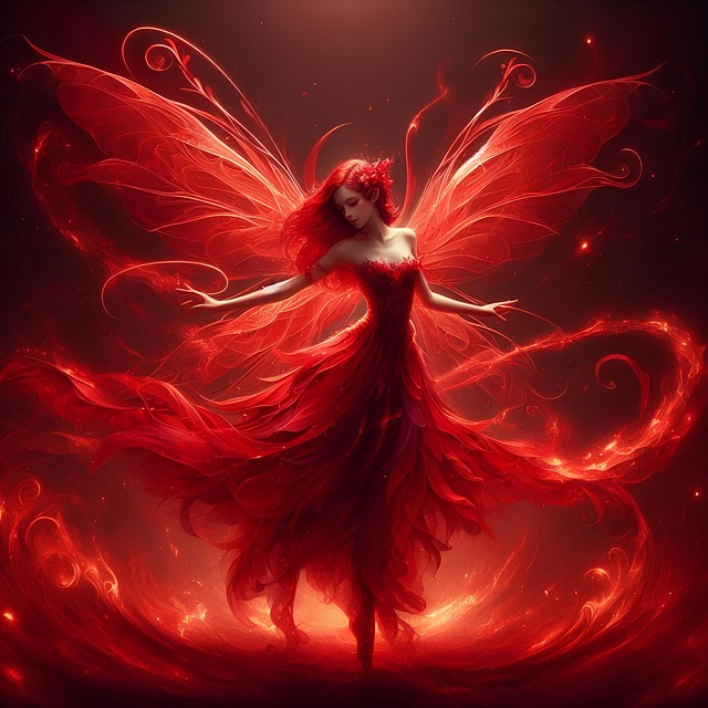 Fee, Frau, Fantasie, Feuer, Rot, Flügel