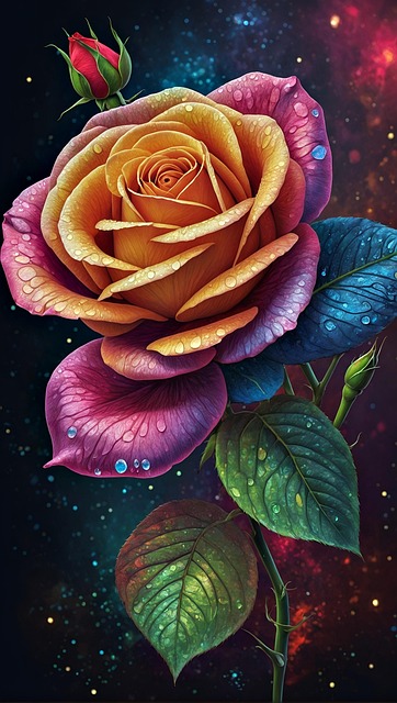 Free rose colorful blossom illustration