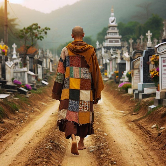 Free ai generated monk cemetery illustration