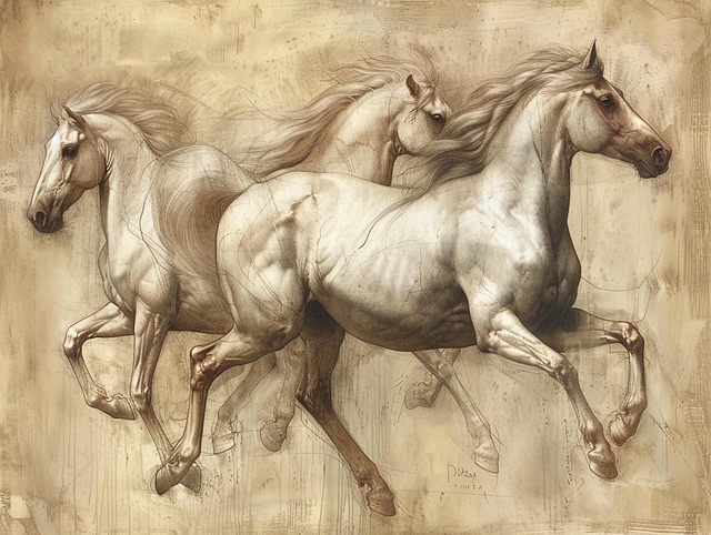 Free gallop trot horses illustration