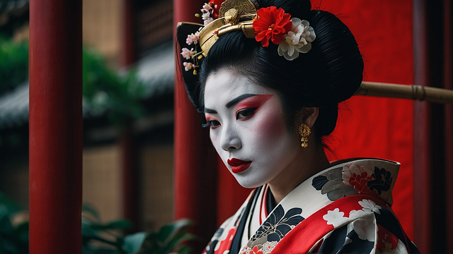 Free ai generated woman geisha illustration