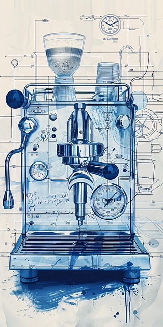 Free espresso machine blueprint illustration