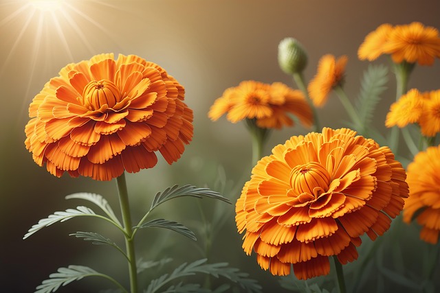 Free flower marigold botany illustration