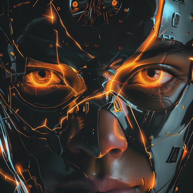 Free futuristic men human face illustration
