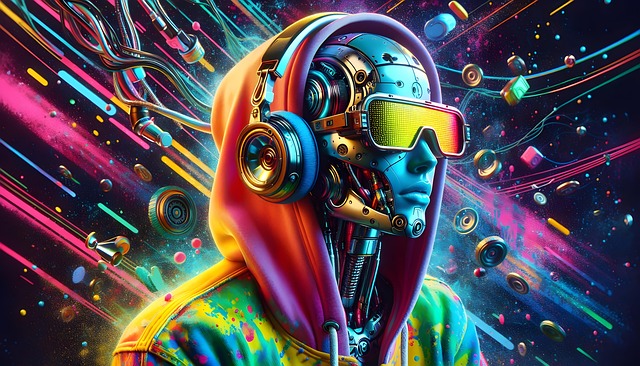 Free ai generated dj cyborg illustration