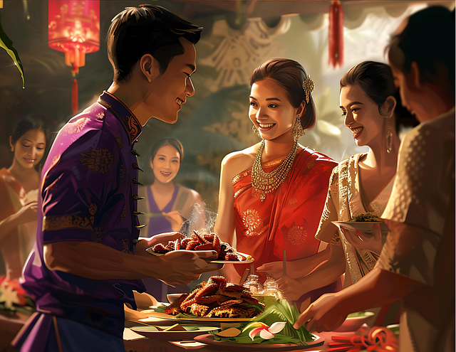 Free lao new year party celebration illustration